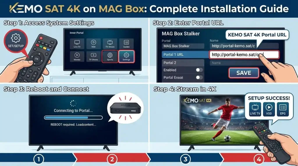 How to Install KEMO SAT on MAG Box